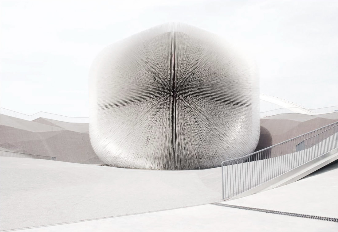 The Seed Cathedral, Shanghai Expo - thousands of white acrylic rods radiating from a pavilion, photographed by Blain Crellin